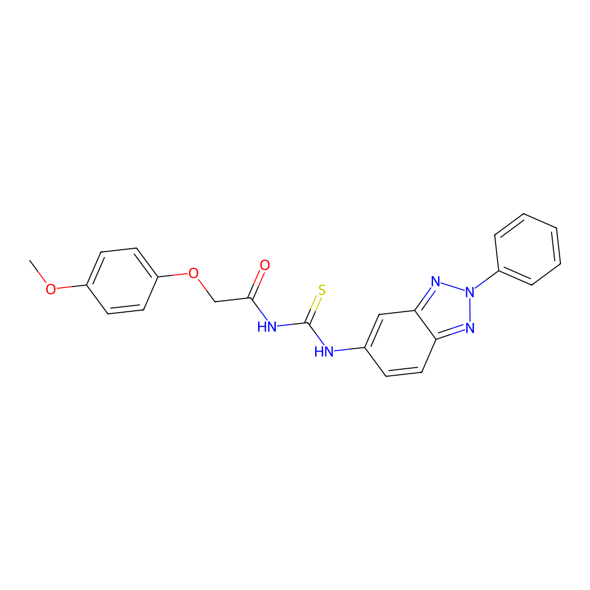 2-(4-methoxyphenoxy)-N-[(2-phenylbenzotriazol-5-yl)carbamothioyl]acetamide molecular structure, CAS 443289-61-0