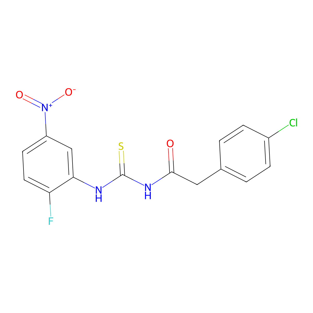 N-[(4-chlorophenyl)acetyl]-N'-{2-fluoro-5-nitrophenyl}thiourea molecular structure, CAS 443289-62-1