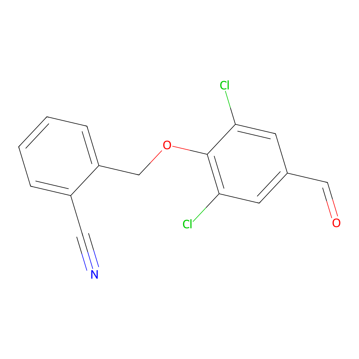 2-[(2,6-Dichloro-4-formylphenoxy)methyl]benzonitrile molecular structure, CAS 443289-94-9