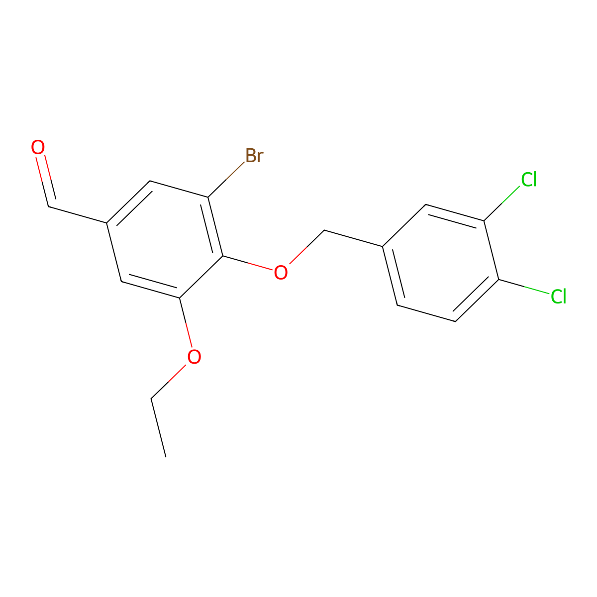 3-Bromo-4-[(3,4-dichlorobenzyl)oxy]-5-ethoxybenzaldehyde molecular structure, CAS 443290-04-8