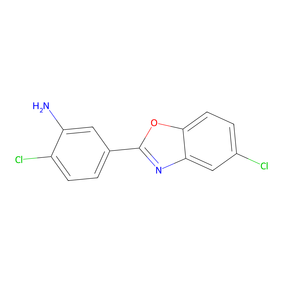 2-Chloro-5-(5-chloro-1,3-benzoxazol-2-yl)aniline molecular structure, CAS 443290-23-1