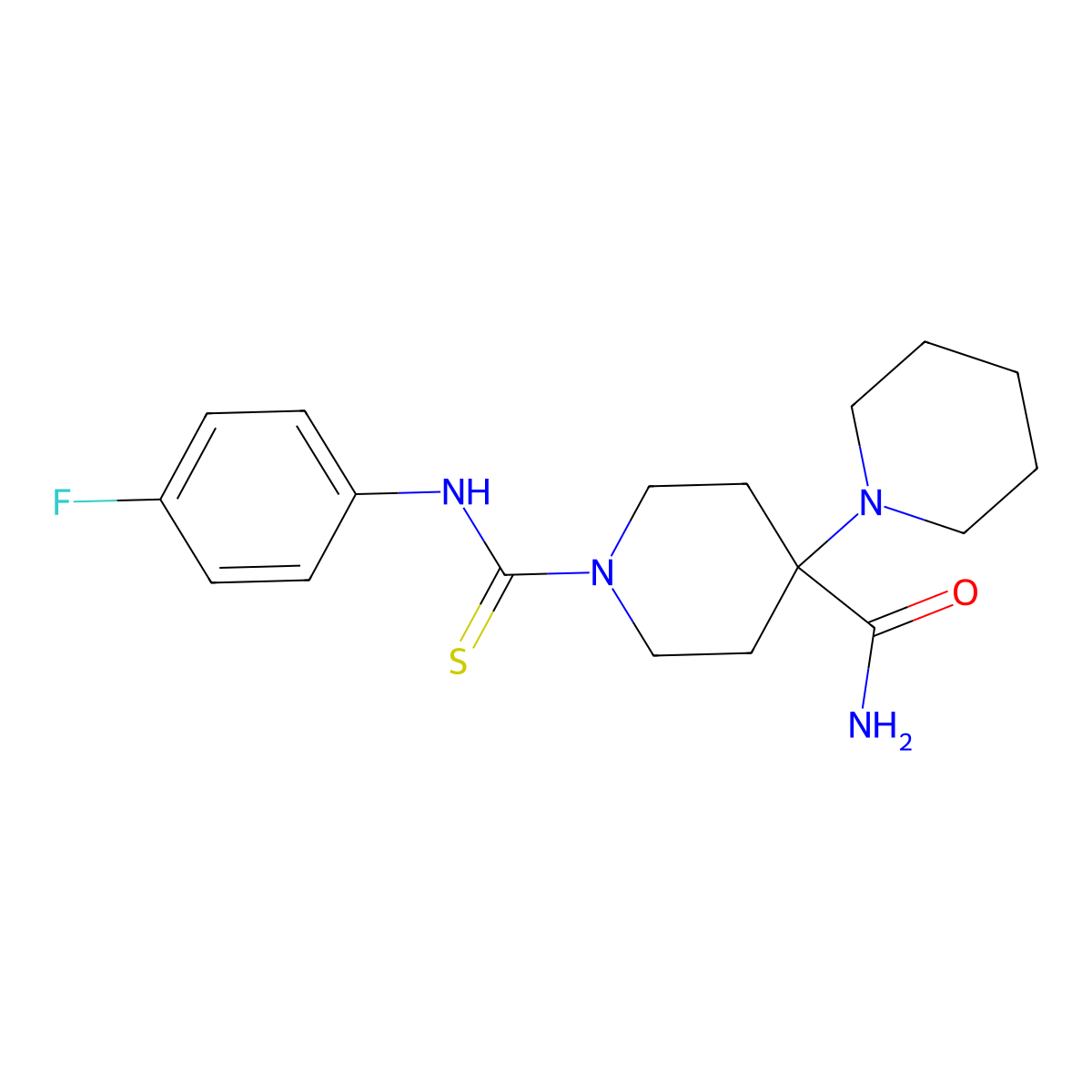 1-{[(4-Fluorophenyl)amino]thioxomethyl}-4-piperidylpiperidine-4-carboxamide molecular structure, CAS 443290-29-7