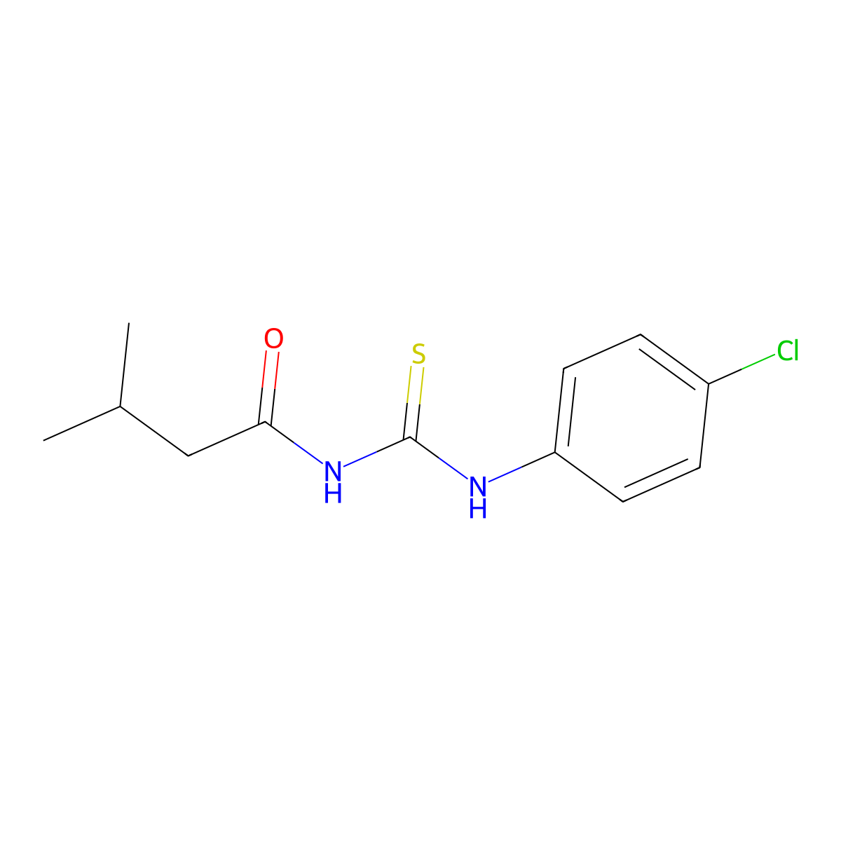 N-[(4-chlorophenyl)carbamothioyl]-3-methylbutanamide molecular structure, CAS 443290-63-9