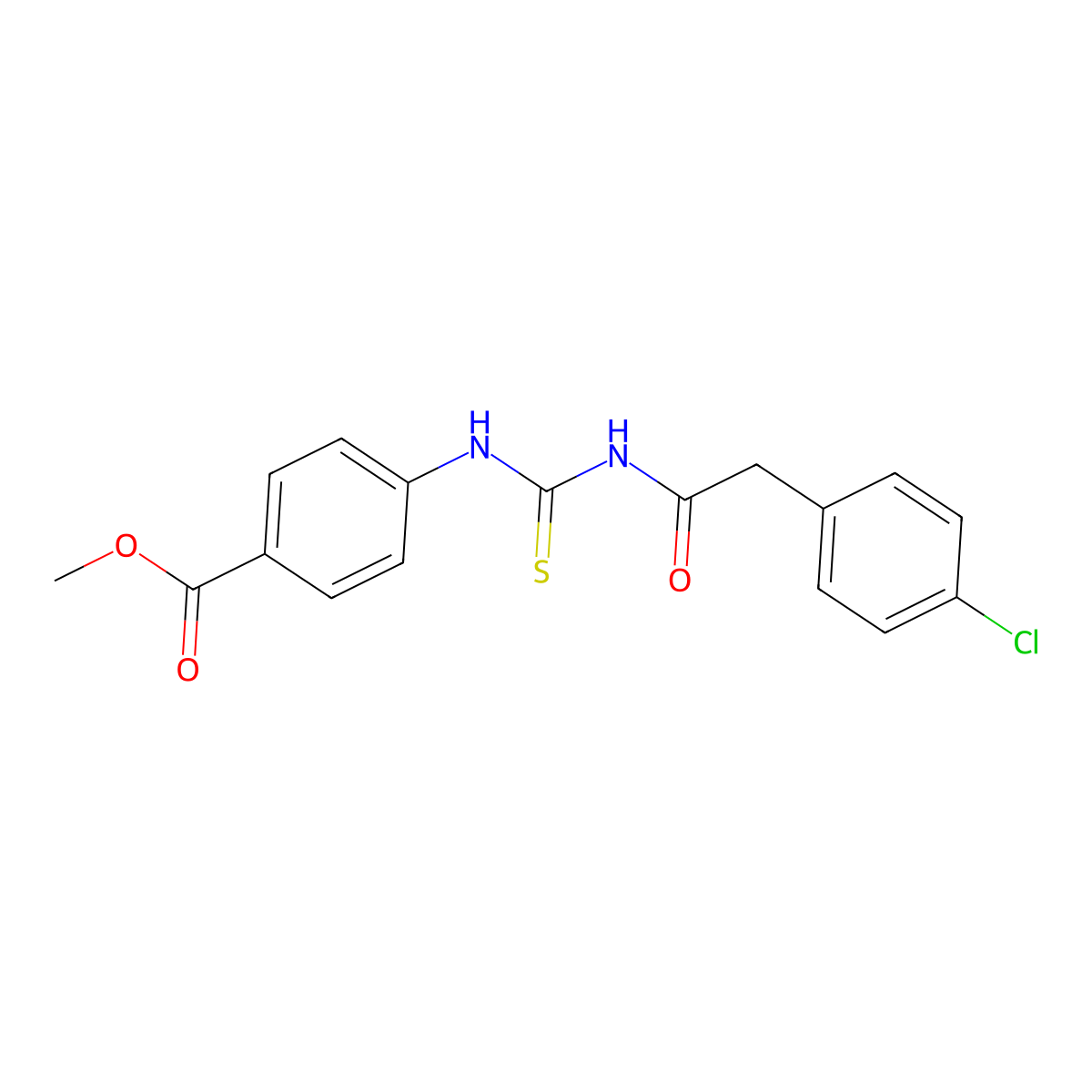 Methyl 4-({[(4-chlorophenyl)acetyl]carbamothioyl}amino)benzoate molecular structure, CAS 443291-70-1