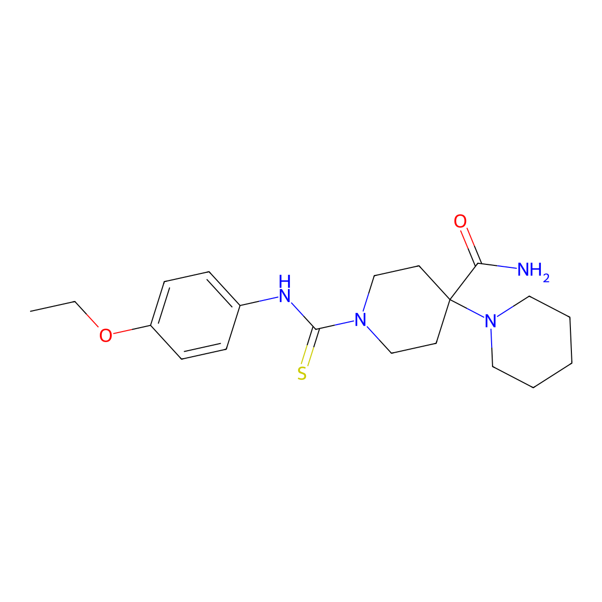 1'-[[(4-Ethoxyphenyl)amino]thioxomethyl][1,4'-bipiperidine]-4'-carboxamide molecular structure, CAS 443291-80-3