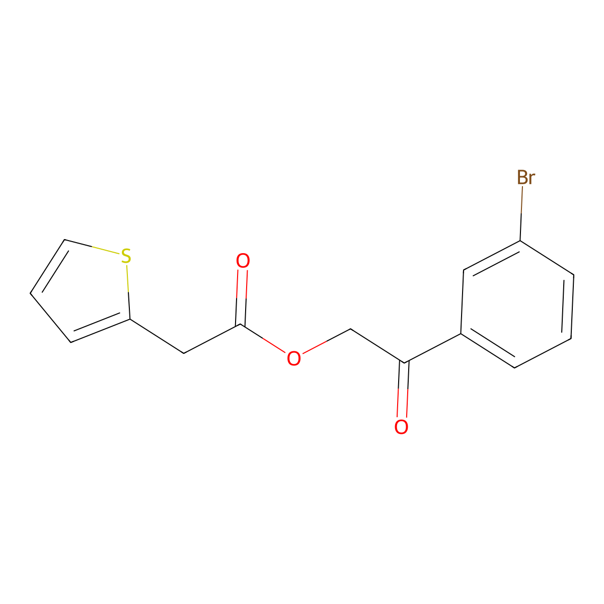 2-(3-Bromophenyl)-2-oxoethyl thiophen-2-ylacetate molecular structure, CAS 443292-06-6