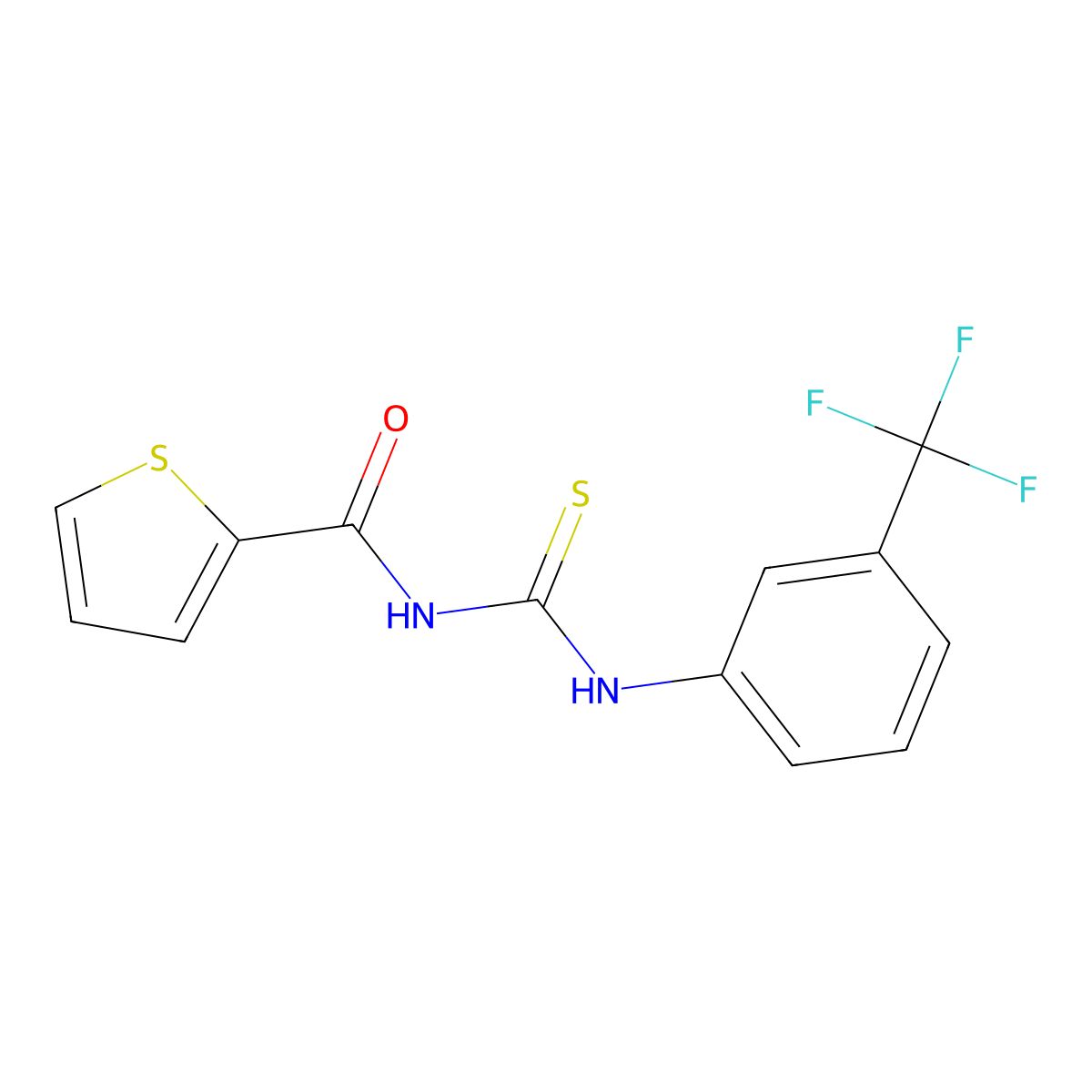 N-[[3-(trifluoromethyl)phenyl]carbamothioyl]thiophene-2-carboxamide molecular structure, CAS 443292-45-3