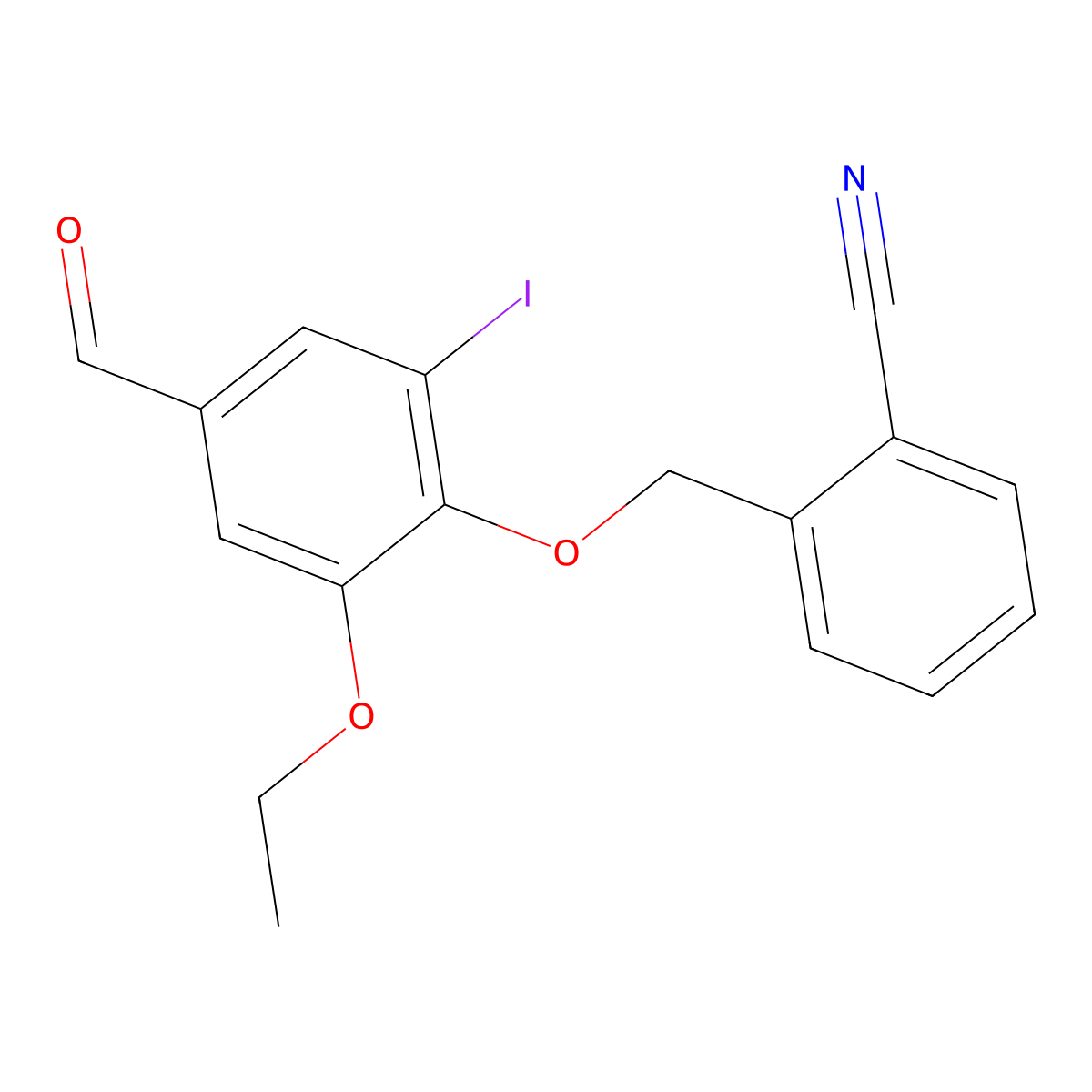2-[(2-Ethoxy-4-formyl-6-iodophenoxy)methyl]benzonitrile molecular structure, CAS 443292-78-2