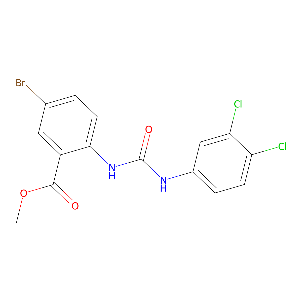 Methyl 5-bromo-2-{[(3,4-dichlorophenyl)carbamoyl]amino}benzoate molecular structure, CAS 443293-10-5