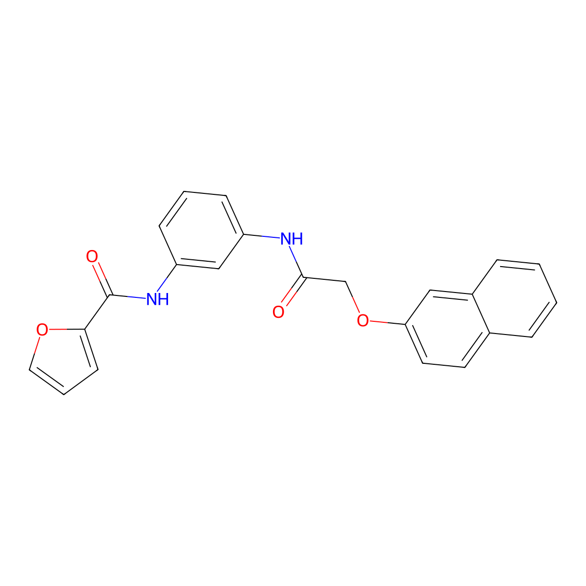 N-[3-[(2-naphthalen-2-yloxyacetyl)amino]phenyl]furan-2-carboxamide molecular structure, CAS 443294-49-3