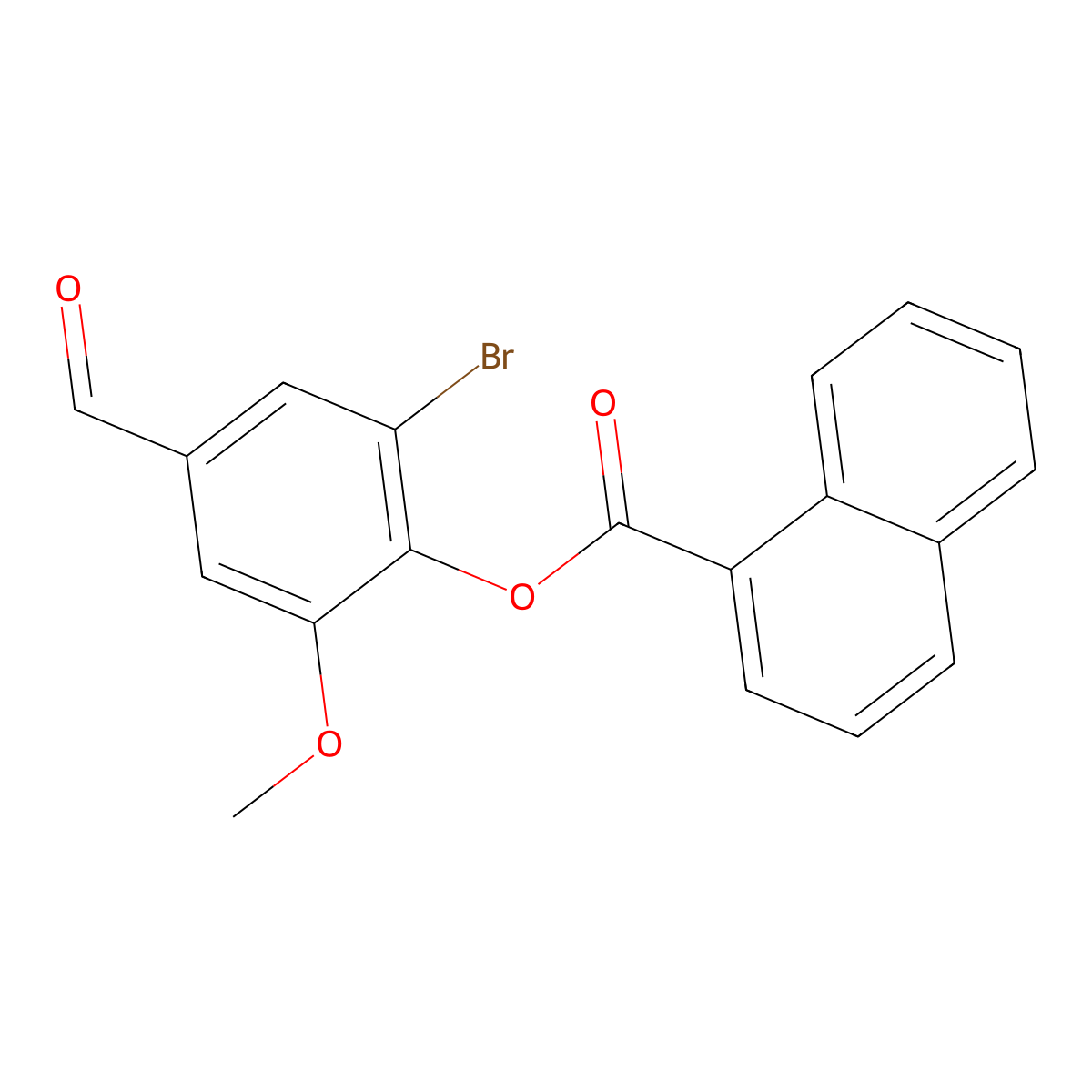 2-Bromo-4-formyl-6-methoxyphenyl naphthalene-1-carboxylate molecular structure, CAS 443294-58-4