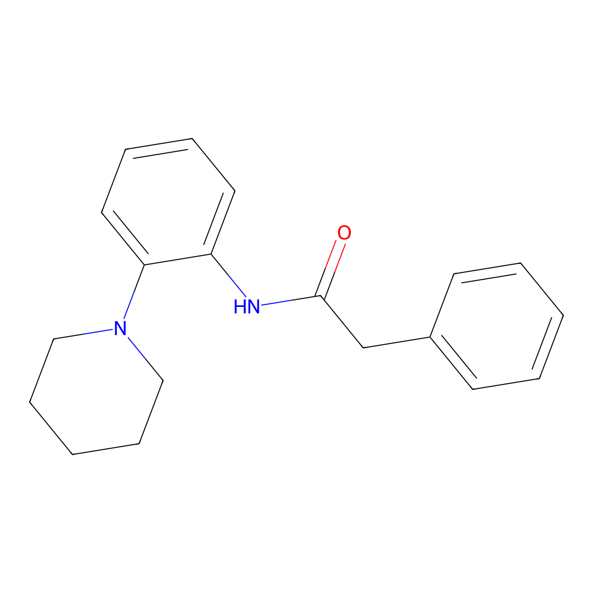 2-phenyl-N-(2-piperidin-1-ylphenyl)acetamide molecular structure, CAS 443294-76-6