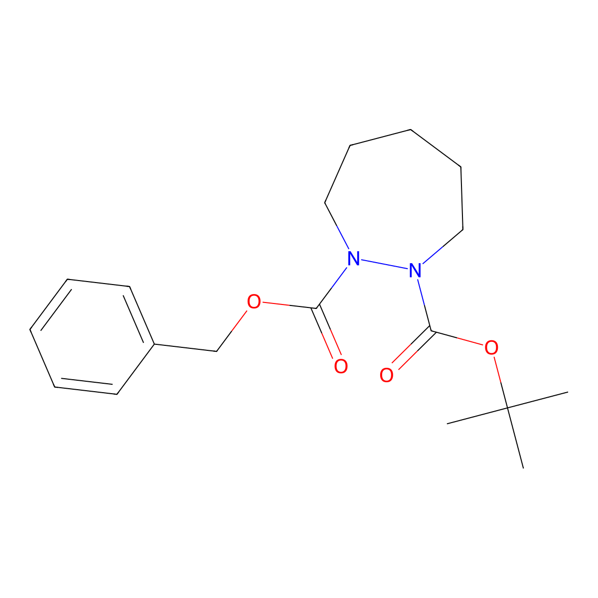 Benzyl tert-butyl 1,2-diazepane-1,2-dicarboxylate molecular structure, CAS 443295-19-0