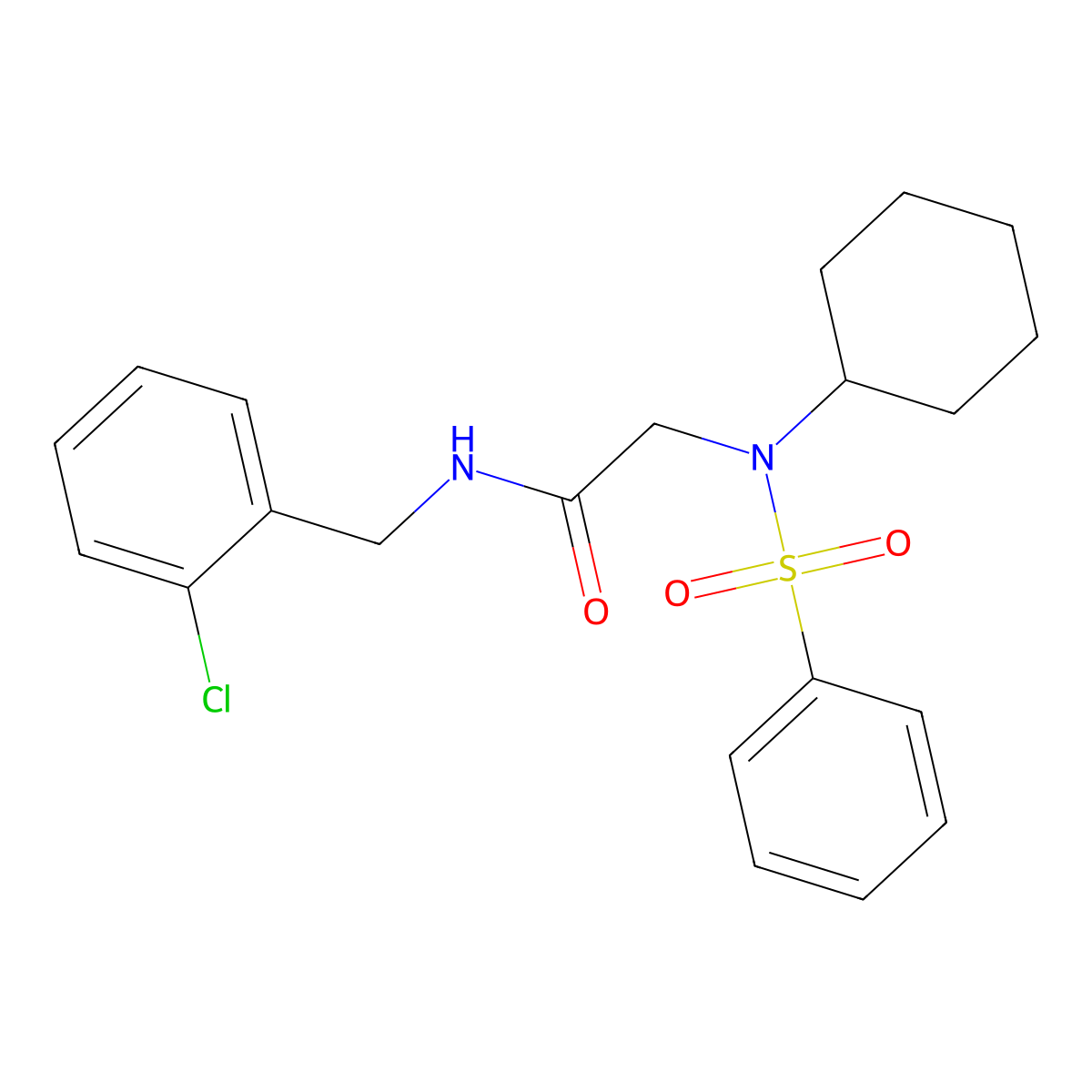 2-[benzenesulfonyl(cyclohexyl)amino]-N-[(2-chlorophenyl)methyl]acetamide molecular structure, CAS 443295-98-5