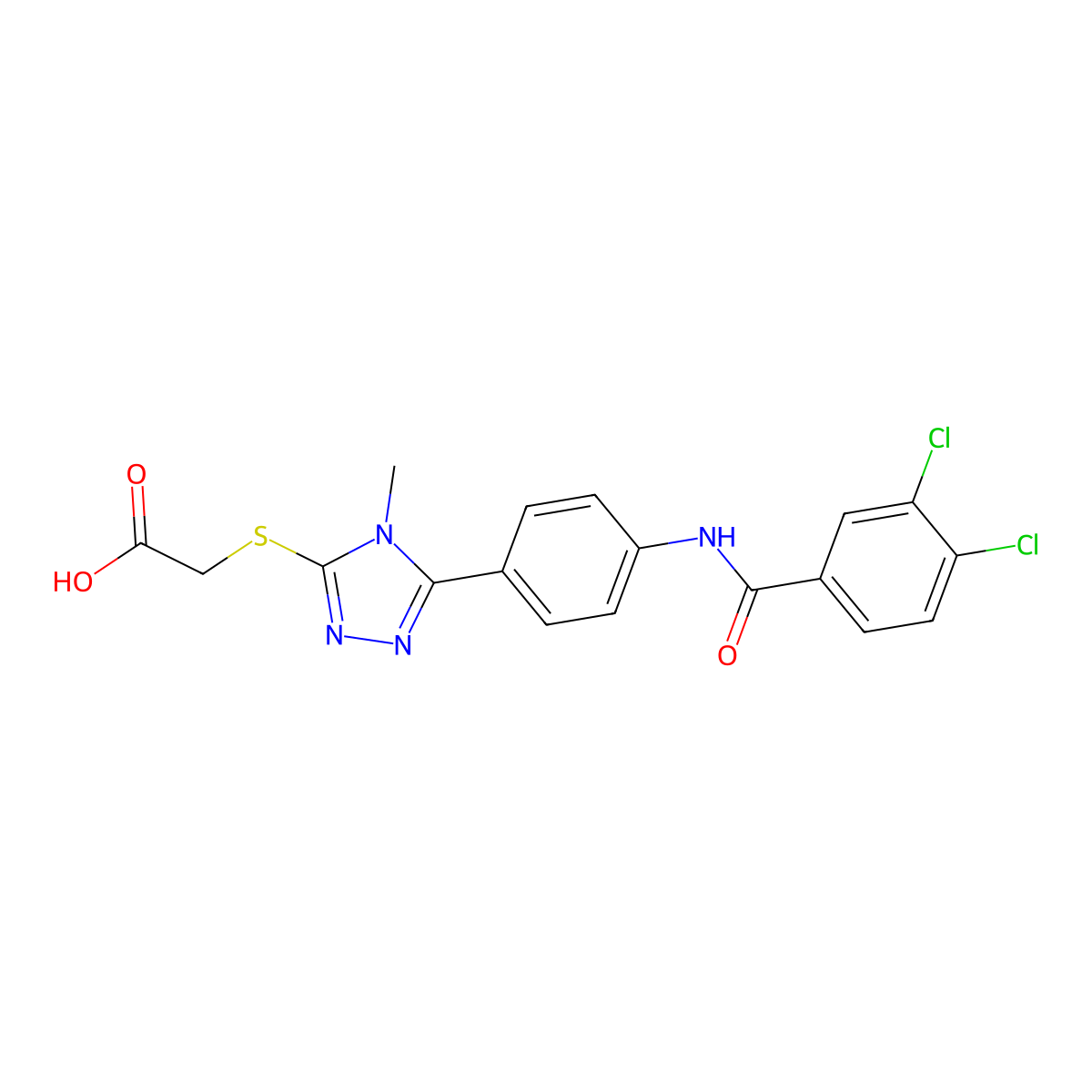 [(5-{4-[(3,4-dichlorobenzoyl)amino]phenyl}-4-methyl-4H-1,2,4-triazol-3-yl)sulfanyl]acetic acid molecular structure, CAS 443296-05-7
