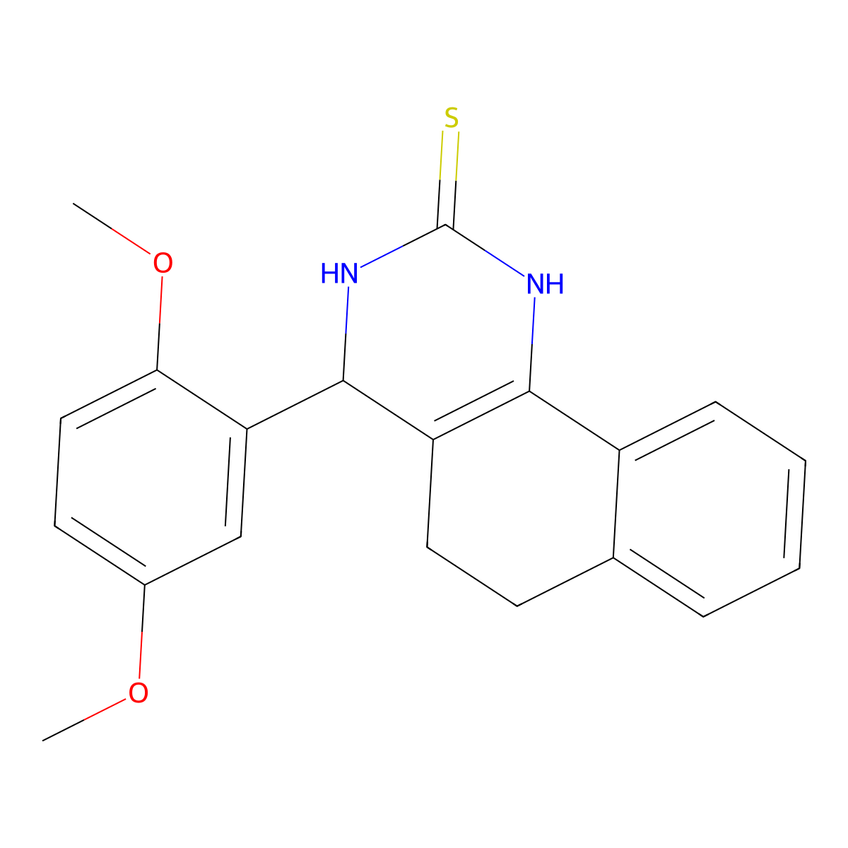 4-(2,5-dimethoxyphenyl)-3,4,5,6-tetrahydrobenzo[h]quinazoline-2(1H)-thione molecular structure, CAS 443296-17-1