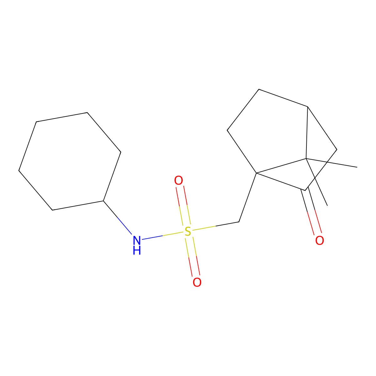 N-cyclohexyl(7,7-dimethyl-2-oxobicyclo[2.2.1]hept-1-yl)methanesulfonamide molecular structure, CAS 443296-39-7