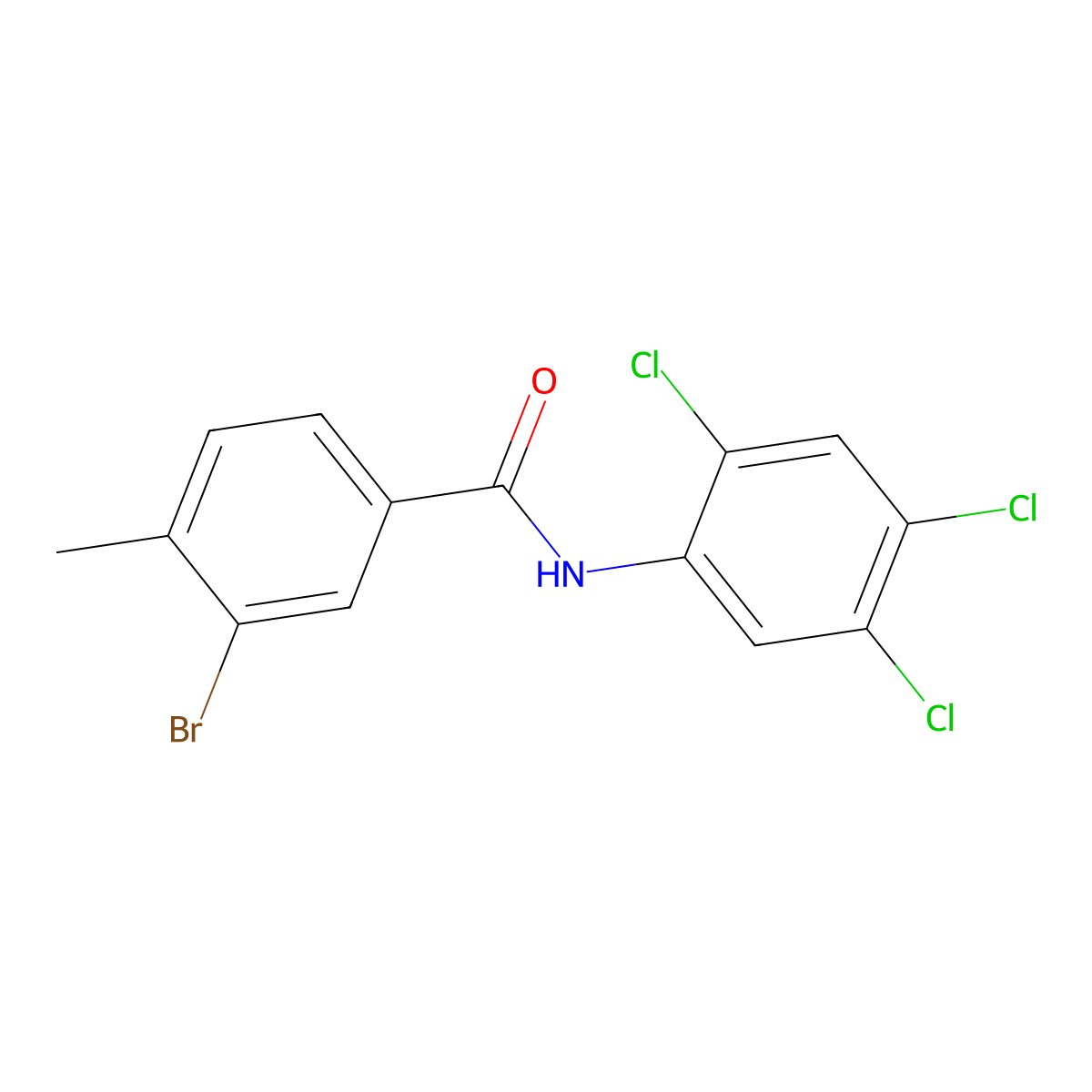 3-bromo-4-methyl-N-(2,4,5-trichlorophenyl)benzamide molecular structure, CAS 443296-50-2