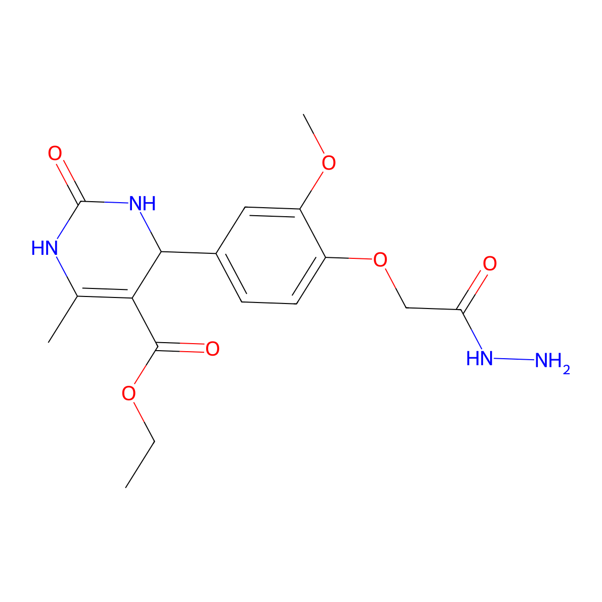 Ethyl 4-(4-(2-hydrazinyl-2-oxoethoxy)-3-methoxyphenyl)-6-methyl-2-oxo-1,2,3,4-tetrahydropyrimidine-5-carboxylate molecular structure, CAS 443296-72-8