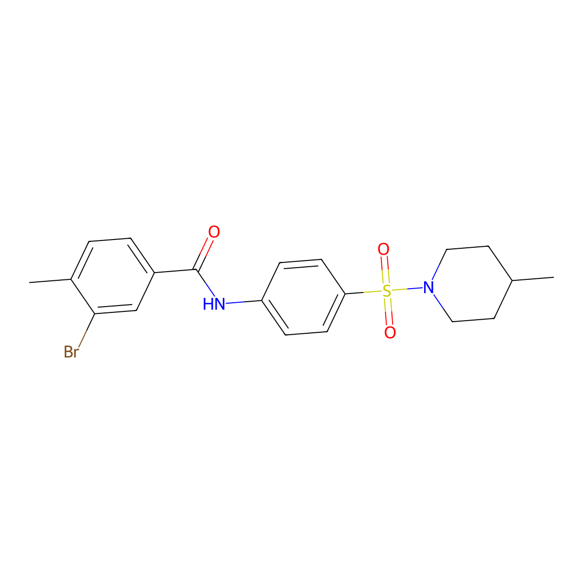 3-bromo-4-methyl-N-[4-(4-methylpiperidin-1-yl)sulfonylphenyl]benzamide molecular structure, CAS 443296-76-2