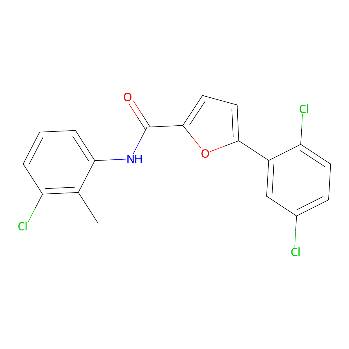 N-(3-chloro-2-methylphenyl)-5-(2,5-dichlorophenyl)furan-2-carboxamide molecular structure, CAS 443297-04-9