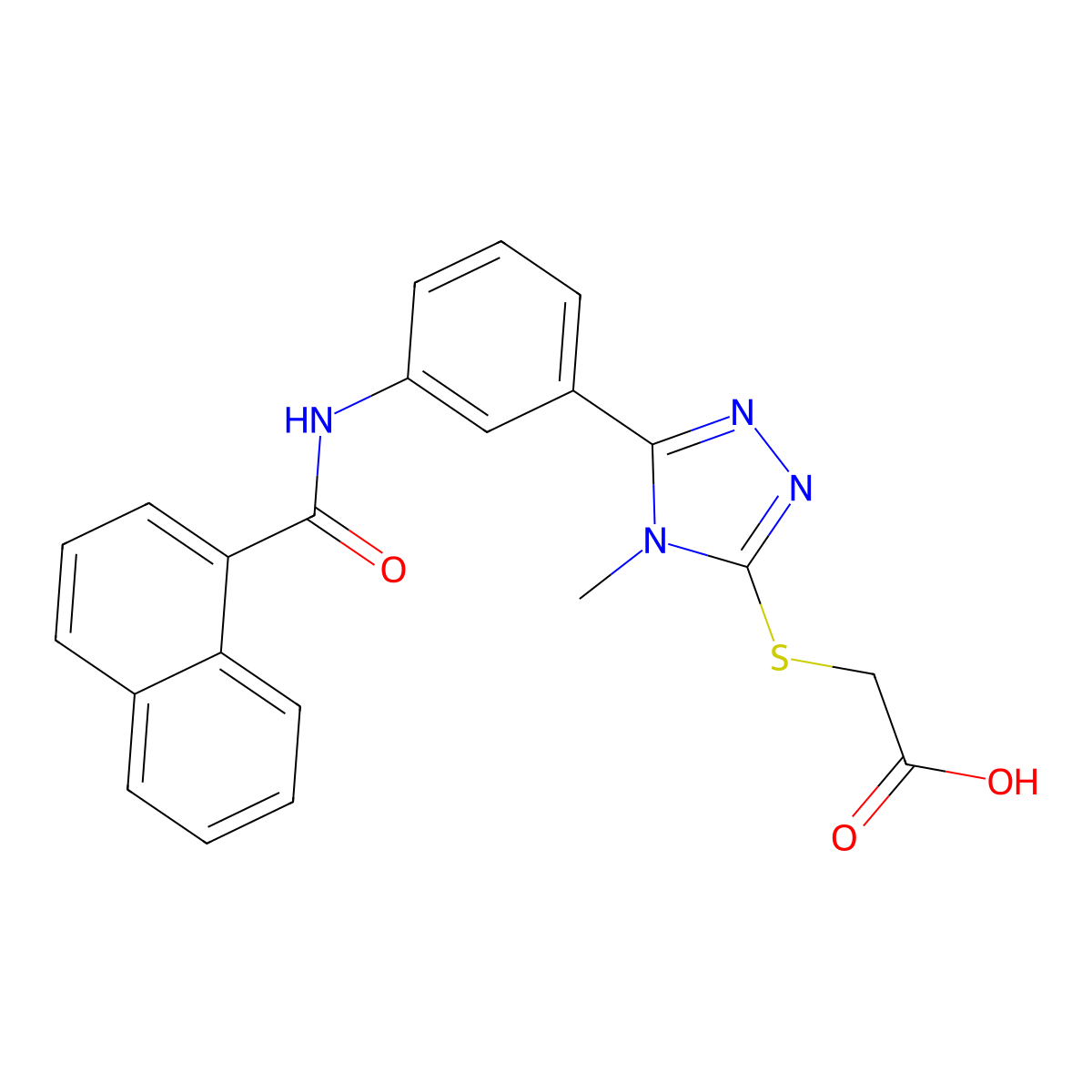 2-[[4-methyl-5-[3-(naphthalene-1-carbonylamino)phenyl]-1,2,4-triazol-3-yl]sulfanyl]acetic Acid molecular structure, CAS 443297-92-5