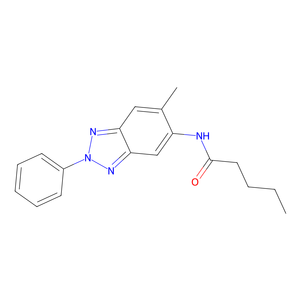 N-(6-methyl-2-phenylbenzotriazol-5-yl)pentanamide molecular structure, CAS 443297-96-9