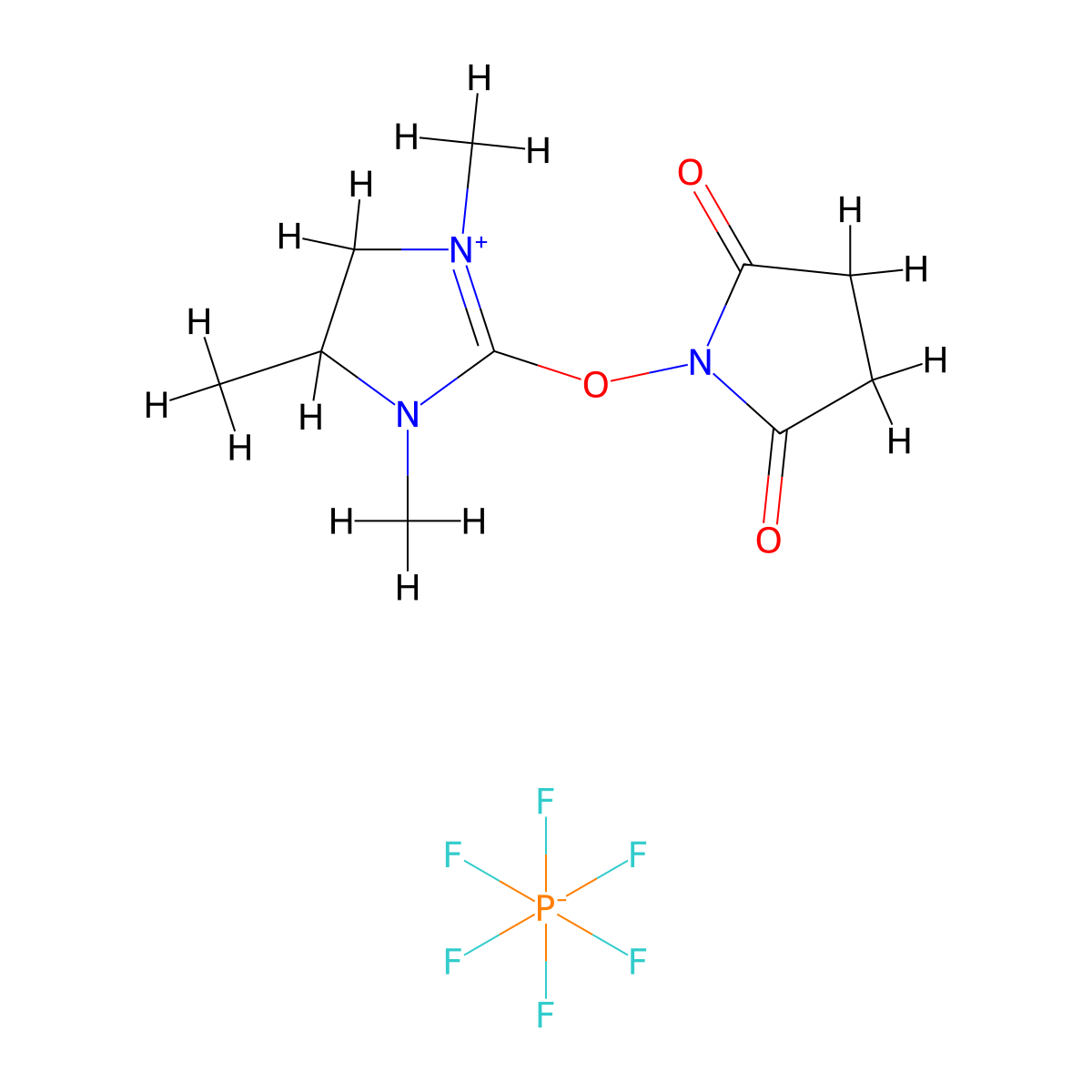 HPD-OSu [O-Succinimidyl-1,3-dimethylpropyleneuronium hexafluorophosphate] molecular structure, CAS 443305-32-6