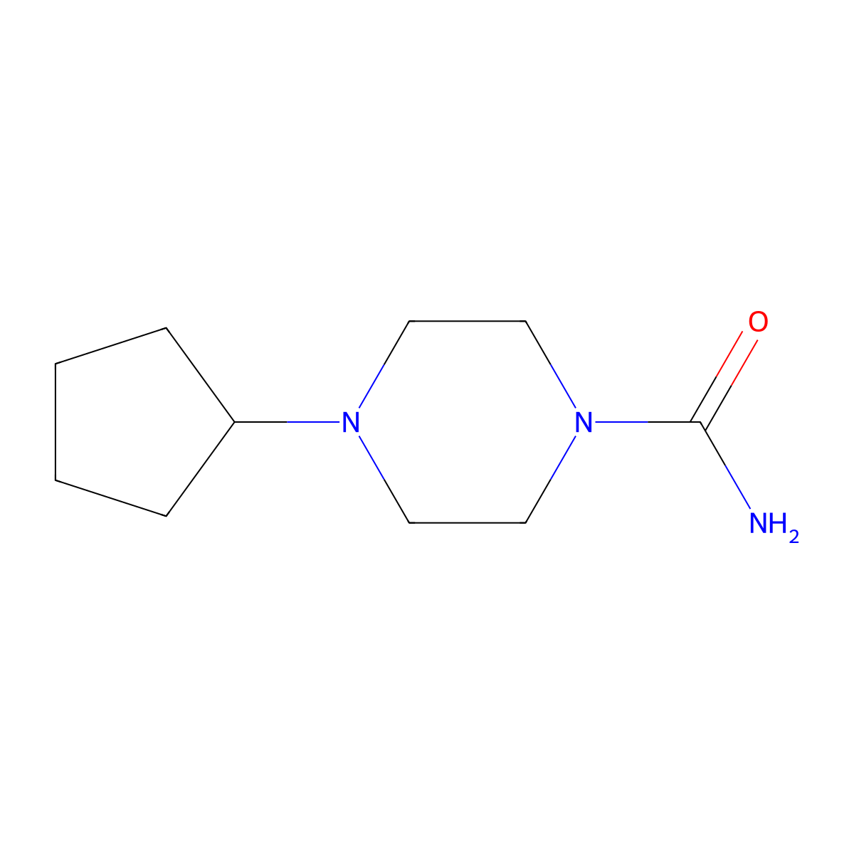 4-Cyclopentyl-1-piperazinecarboxamide molecular structure, CAS 443313-27-7