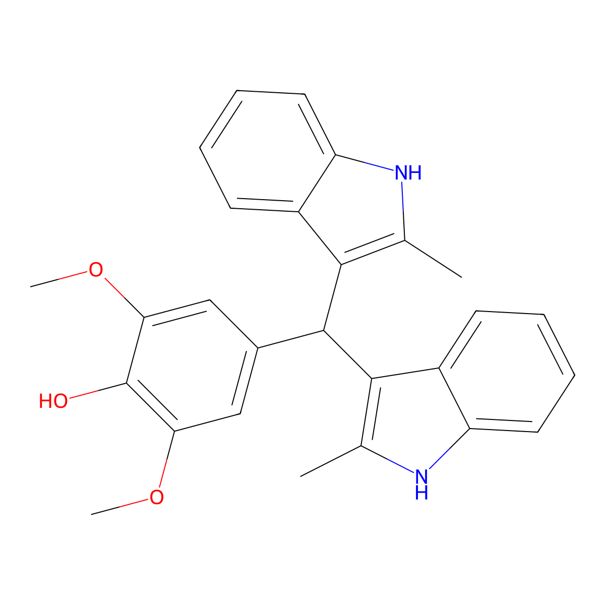 4-[bis(2-methyl-1H-indol-3-yl)methyl]-2,6-dimethoxyphenol molecular structure, CAS 443315-05-7