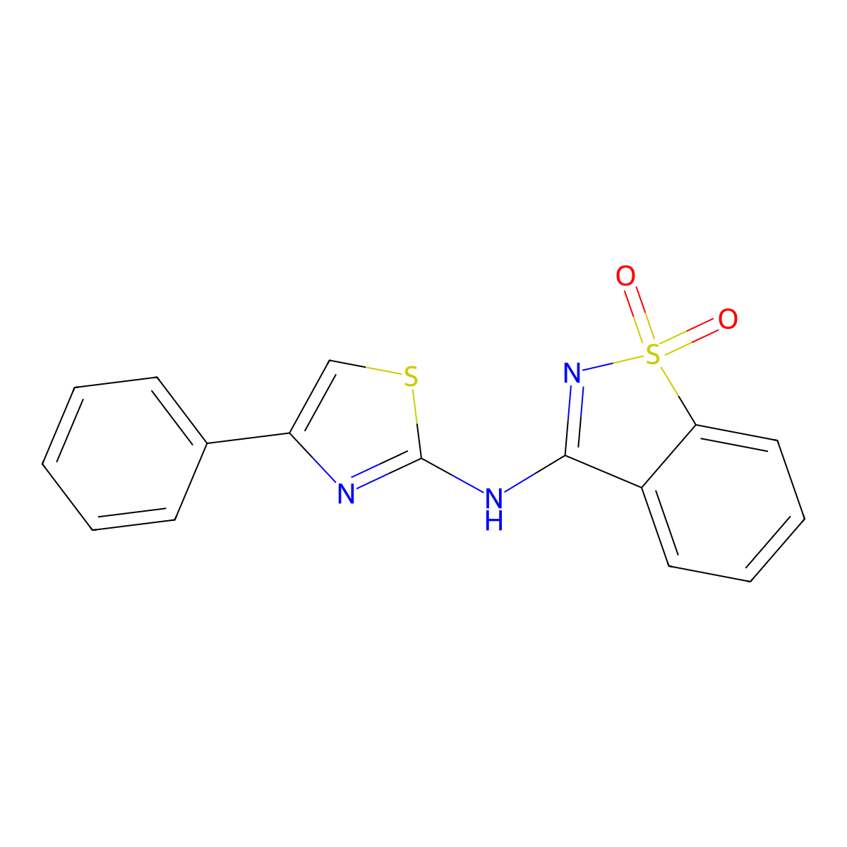 N-(4-phenyl-1,3-thiazol-2-yl)-1,2-benzisothiazol-3-amine 1,1-dioxide molecular structure, CAS 443319-26-4