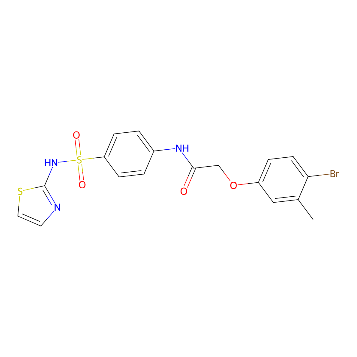 2-(4-bromo-3-methylphenoxy)-N-[4-(1,3-thiazol-2-ylsulfamoyl)phenyl]acetamide molecular structure, CAS 443319-50-4