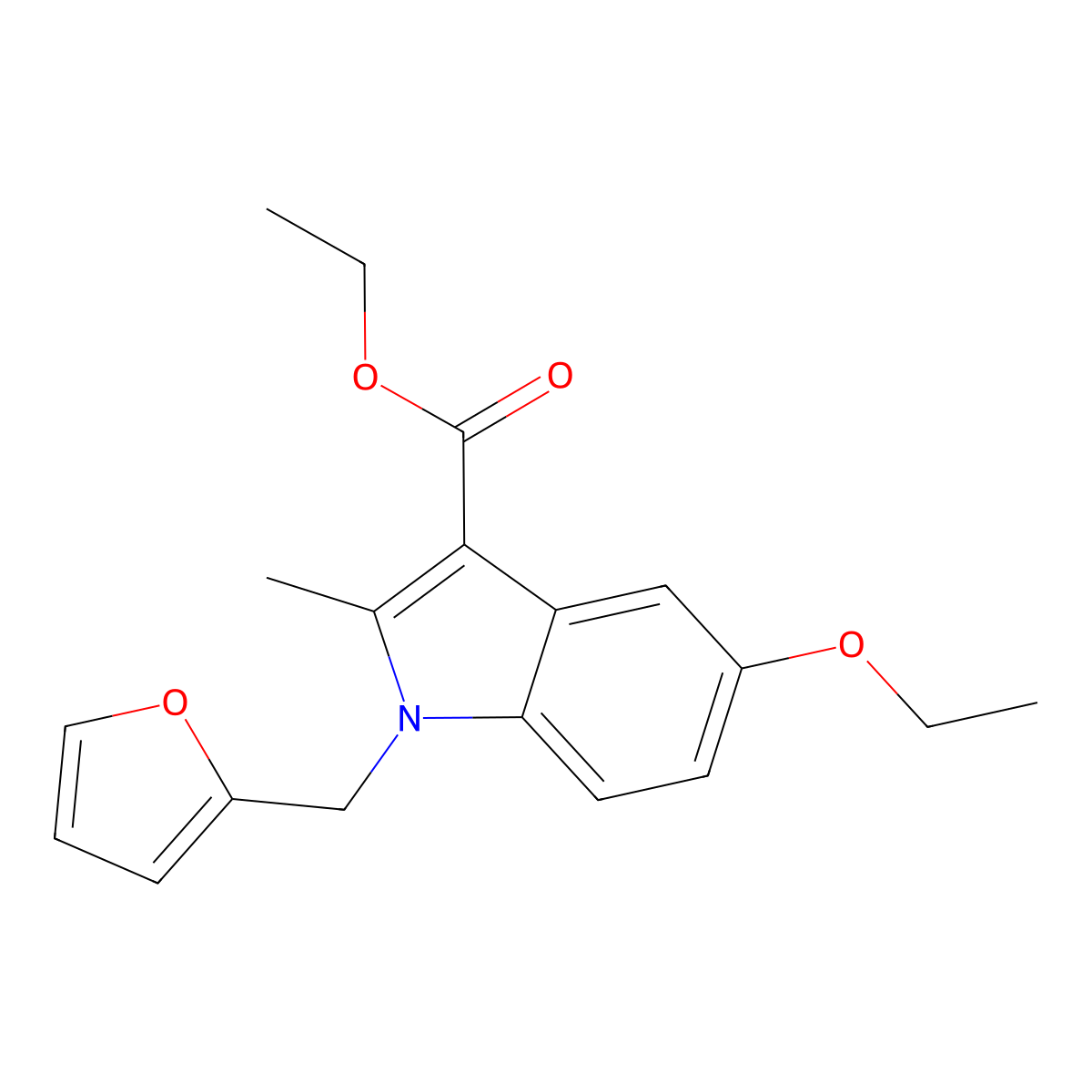 Ethyl 5-ethoxy-1-(furan-2-ylmethyl)-2-methylindole-3-carboxylate molecular structure, CAS 443320-24-9