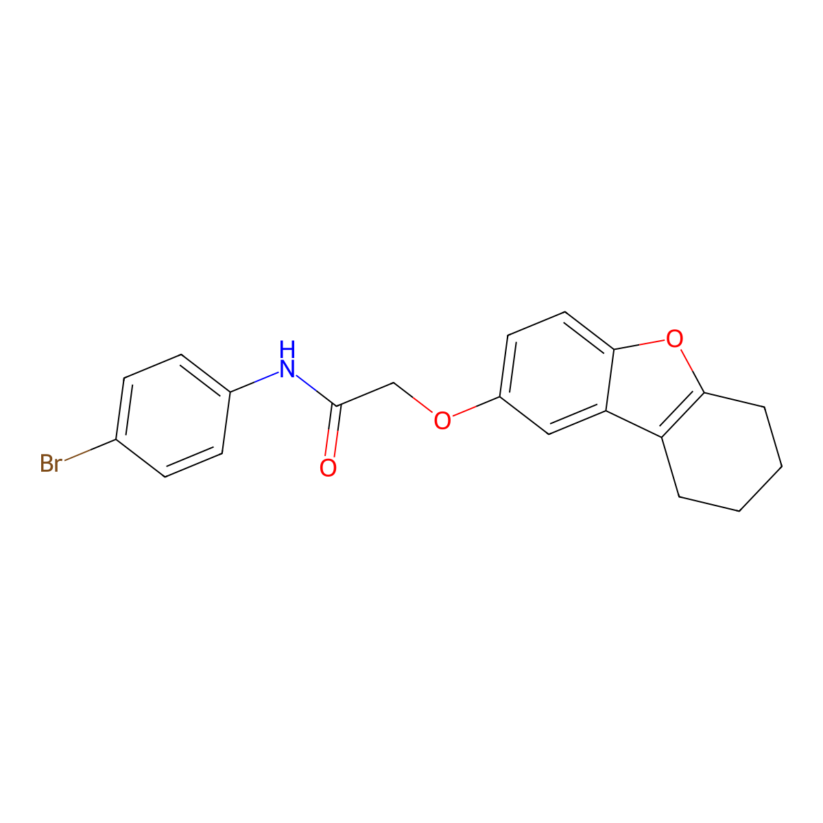 N-(4-bromophenyl)-2-(6,7,8,9-tetrahydrodibenzo[b,d]furan-2-yloxy)acetamide molecular structure, CAS 443320-36-3