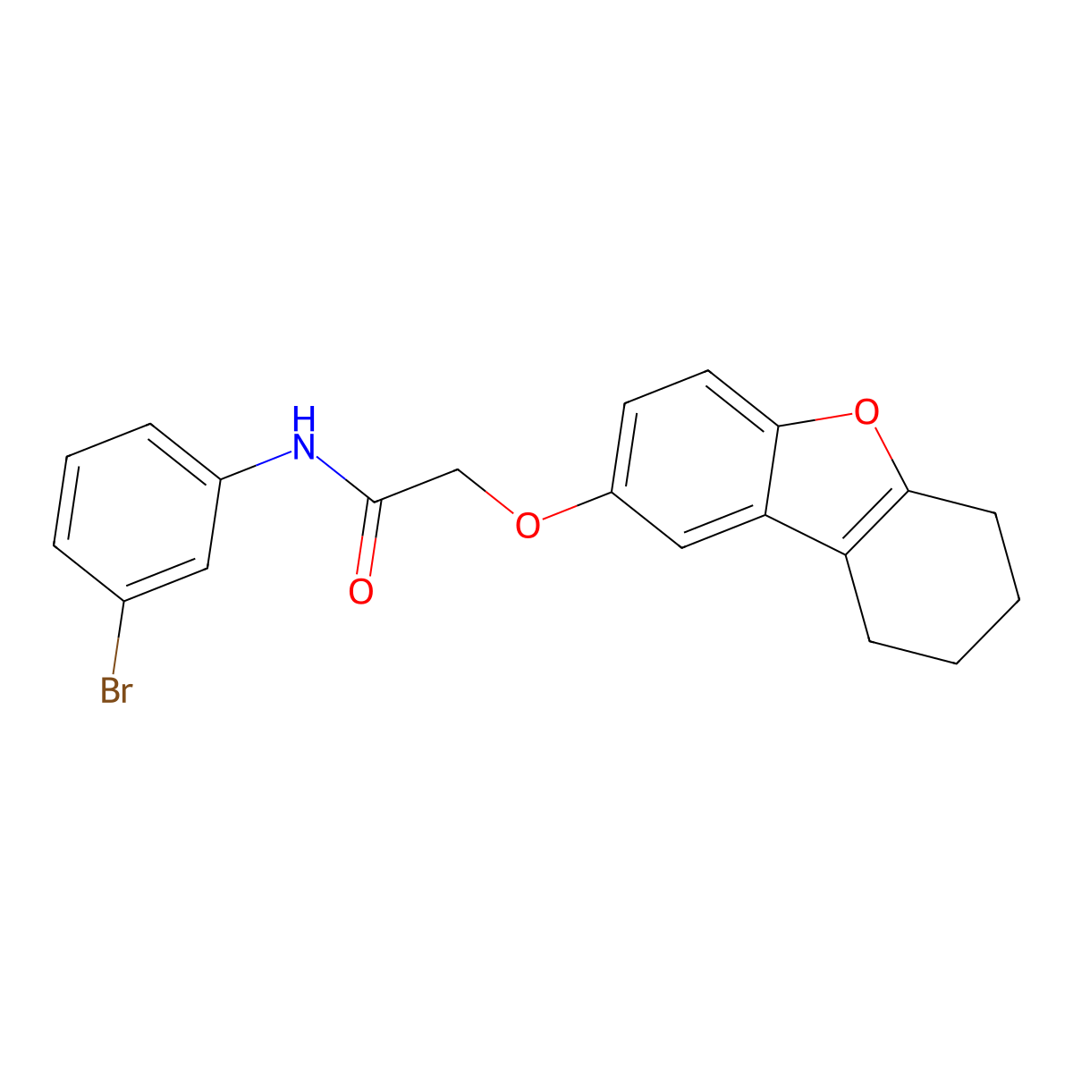 N-(3-bromophenyl)-2-(6,7,8,9-tetrahydrodibenzofuran-2-yloxy)acetamide molecular structure, CAS 443320-39-6