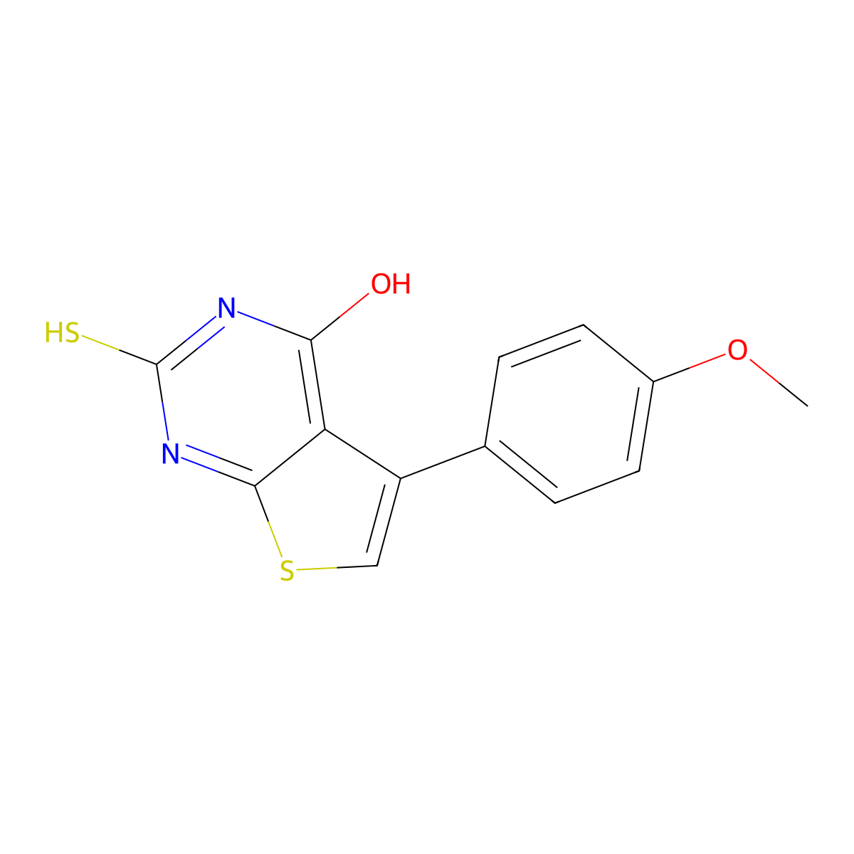 5-(4-methoxyphenyl)-2-thioxo-2,3-dihydrothieno[2,3-d]pyrimidin-4(1H)-one molecular structure, CAS 443320-58-9