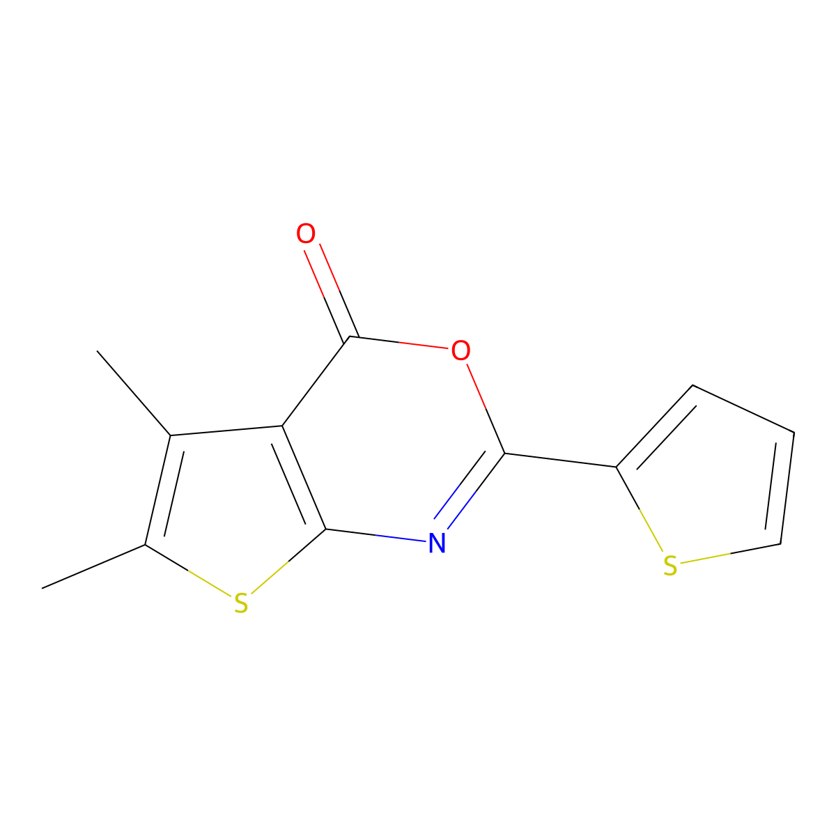 5,6-Dimethyl-2-thiophen-2-ylthieno[2,3-d][1,3]oxazin-4-one molecular structure, CAS 443320-64-7