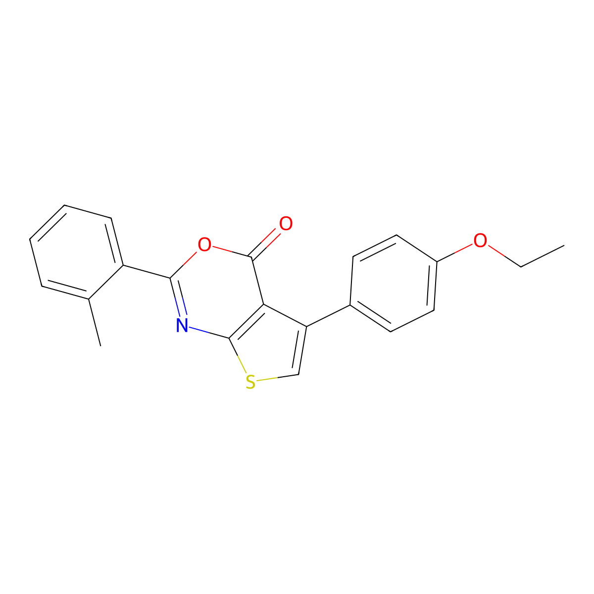 5-(4-Ethoxyphenyl)-2-(2-methylphenyl)thieno[2,3-d][1,3]oxazin-4-one molecular structure, CAS 443320-67-0