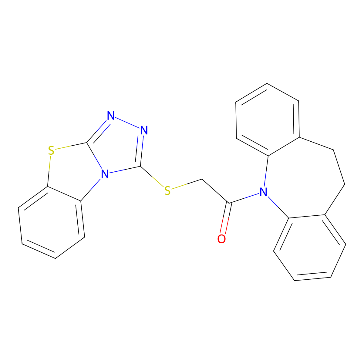 1-(10,11-dihydro-5H-dibenzo[b,f]azepin-5-yl)-2-([1,2,4]triazolo[3,4-b][1,3]benzothiazol-3-ylsulfanyl)ethanone molecular structure, CAS 443322-13-2