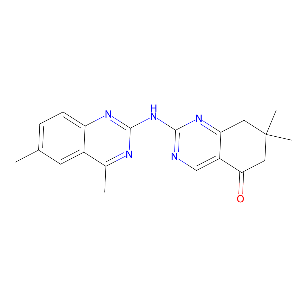 2-[(4,6-dimethylquinazolin-2-yl)amino]-7,7-dimethyl-7,8-dihydroquinazolin-5(6H)-one molecular structure, CAS 443322-33-6
