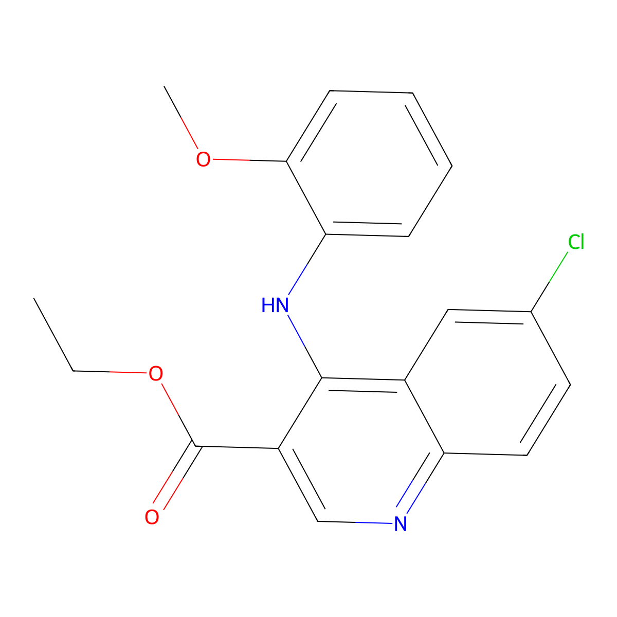Ethyl 6-chloro-4-[(2-methoxyphenyl)amino]quinoline-3-carboxylate molecular structure, CAS 443323-66-8
