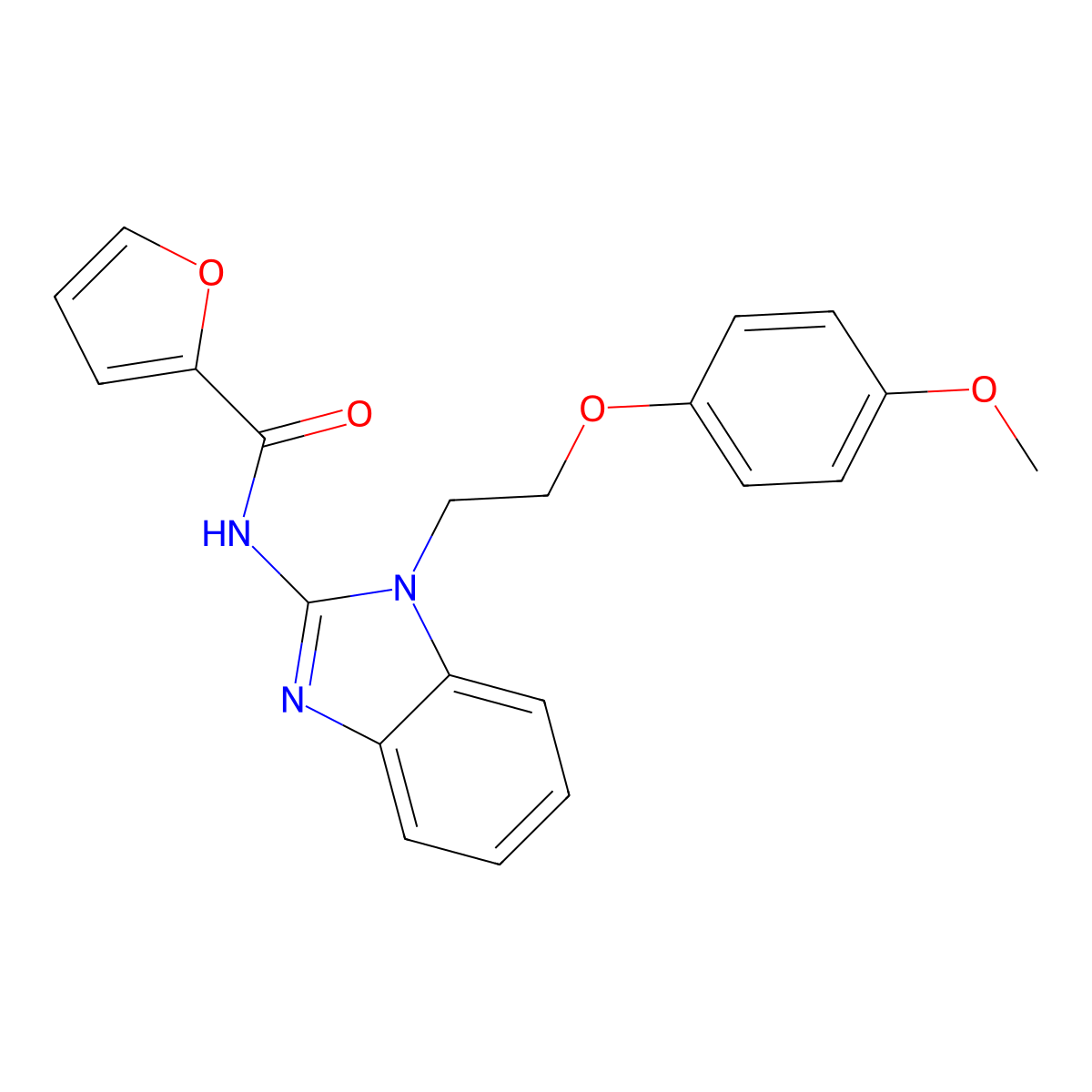 N-[1-[2-(4-methoxyphenoxy)ethyl]benzimidazol-2-yl]furan-2-carboxamide molecular structure, CAS 443325-44-8