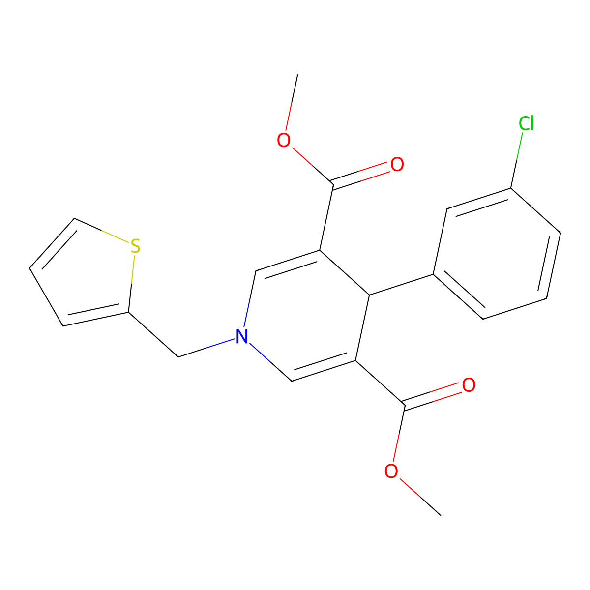Dimethyl 4-(3-chlorophenyl)-1-(2-thienylmethyl)-1,4-dihydro-3,5-pyridinedicarboxylate molecular structure, CAS 443325-89-1
