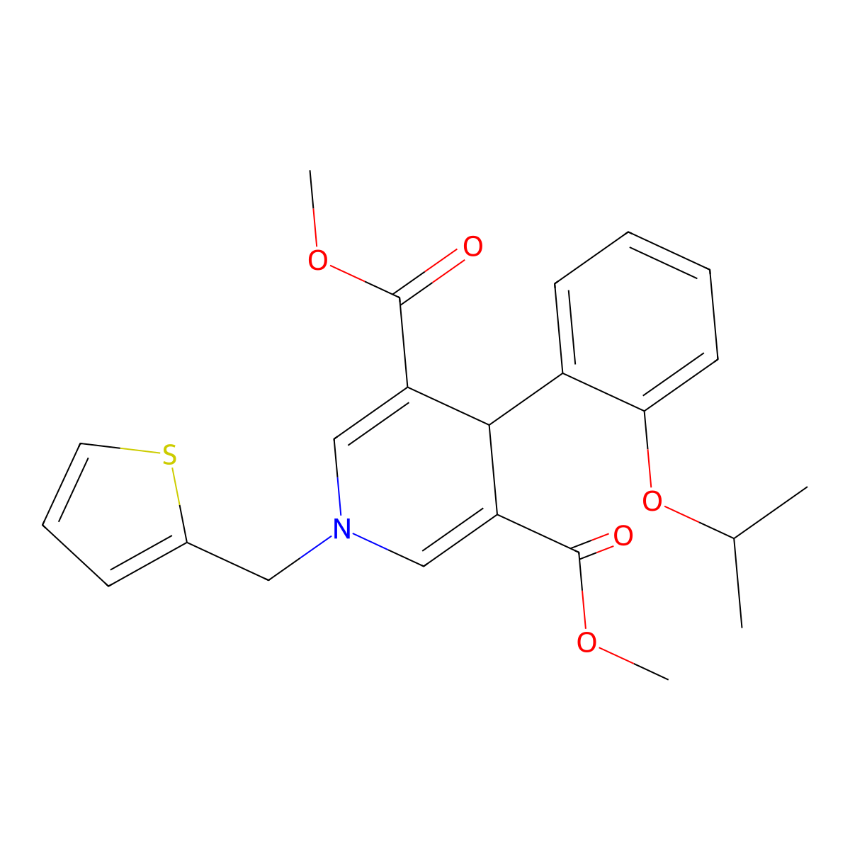 Dimethyl 4-[2-(propan-2-yloxy)phenyl]-1-(thiophen-2-ylmethyl)-1,4-dihydropyridine-3,5-dicarboxylate molecular structure, CAS 443326-31-6