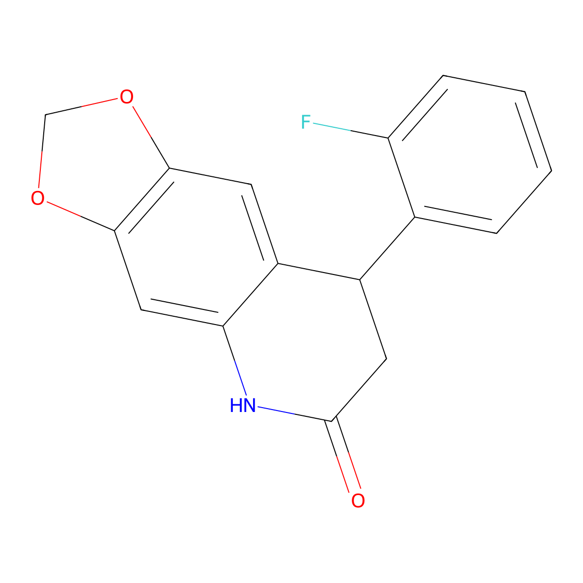 8-(2-fluorophenyl)-7,8-dihydro-5H-[1,3]dioxolo[4,5-g]quinolin-6-one molecular structure, CAS 443326-34-9