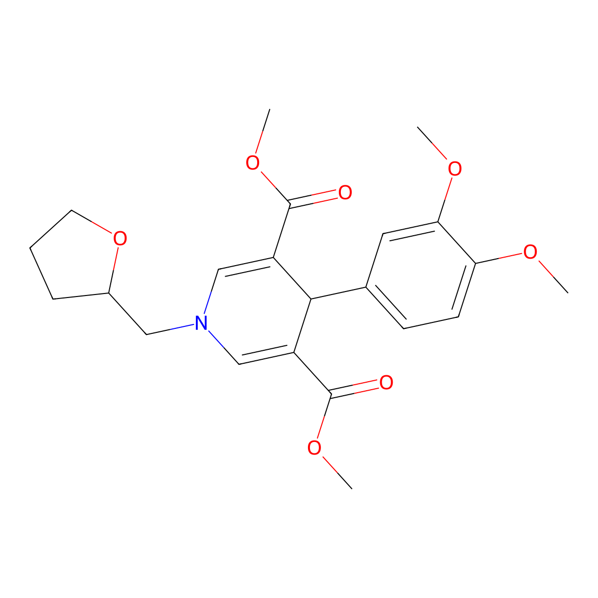Dimethyl 4-(3,4-dimethoxyphenyl)-1-(tetrahydrofuran-2-ylmethyl)-1,4-dihydropyridine-3,5-dicarboxylate molecular structure, CAS 443326-66-7