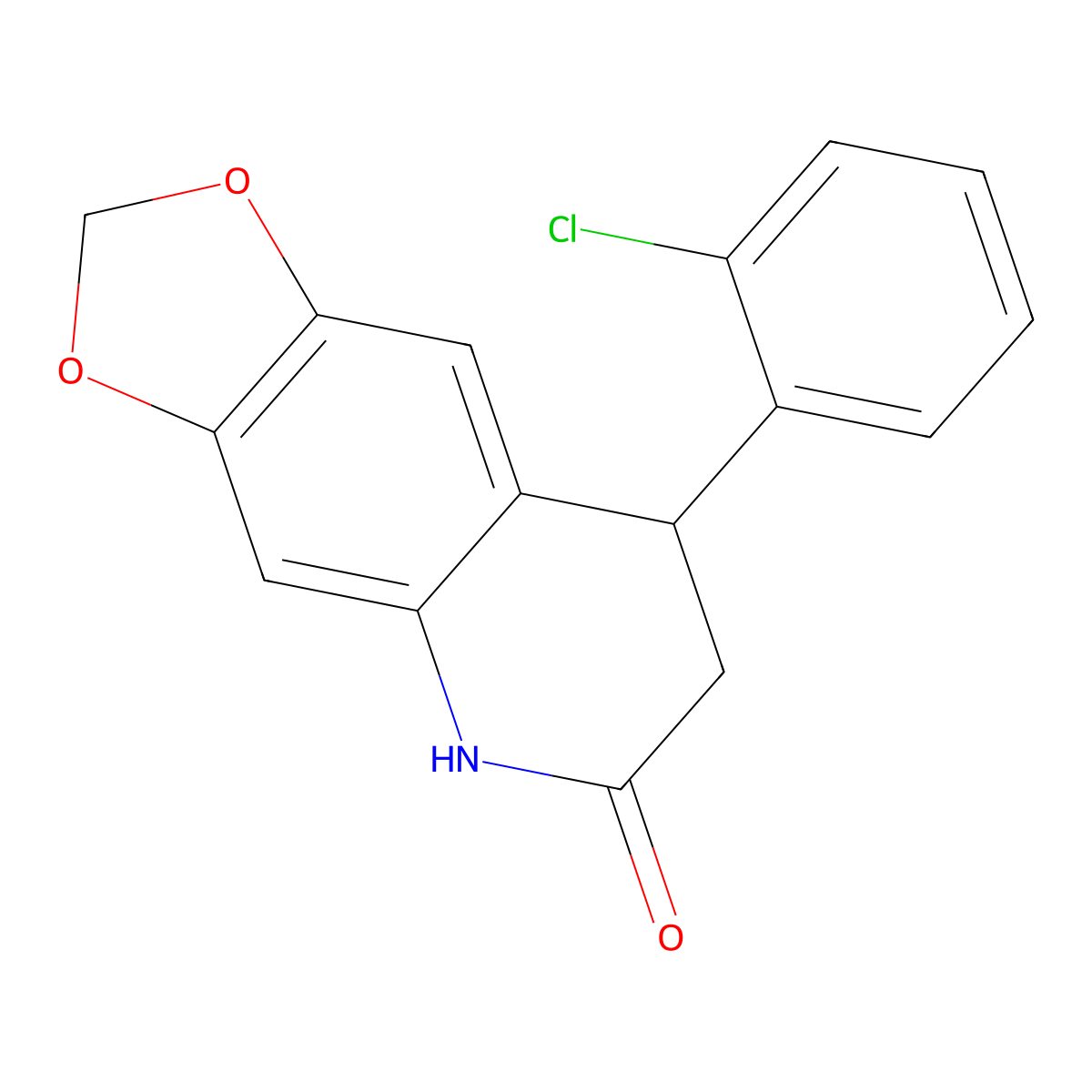 8-(2-chlorophenyl)-7,8-dihydro[1,3]dioxolo[4,5-g]quinolin-6(5H)-one molecular structure, CAS 443326-75-8