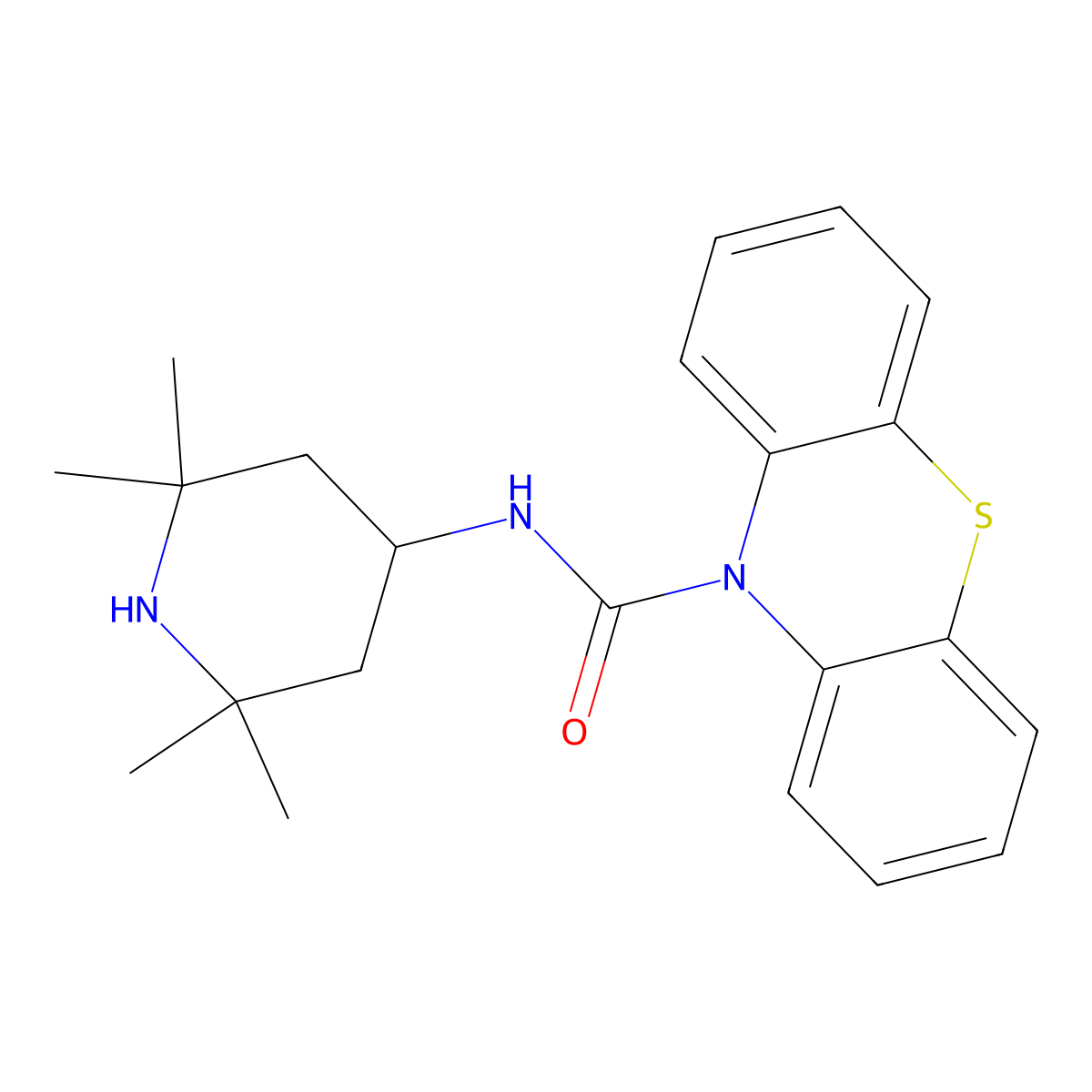 N-(2,2,6,6-tetramethylpiperidin-4-yl)phenothiazine-10-carboxamide molecular structure, CAS 443327-82-0