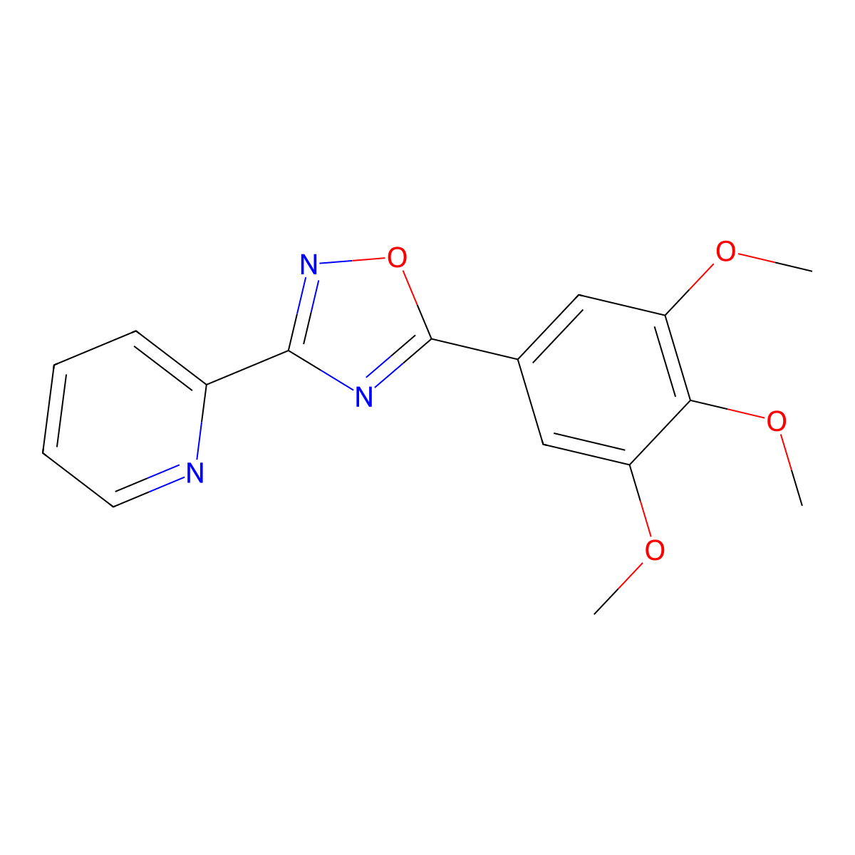 2-[5-(3,4,5-Trimethoxyphenyl)-1,2,4-oxadiazol-3-yl]pyridine molecular structure, CAS 443328-18-5