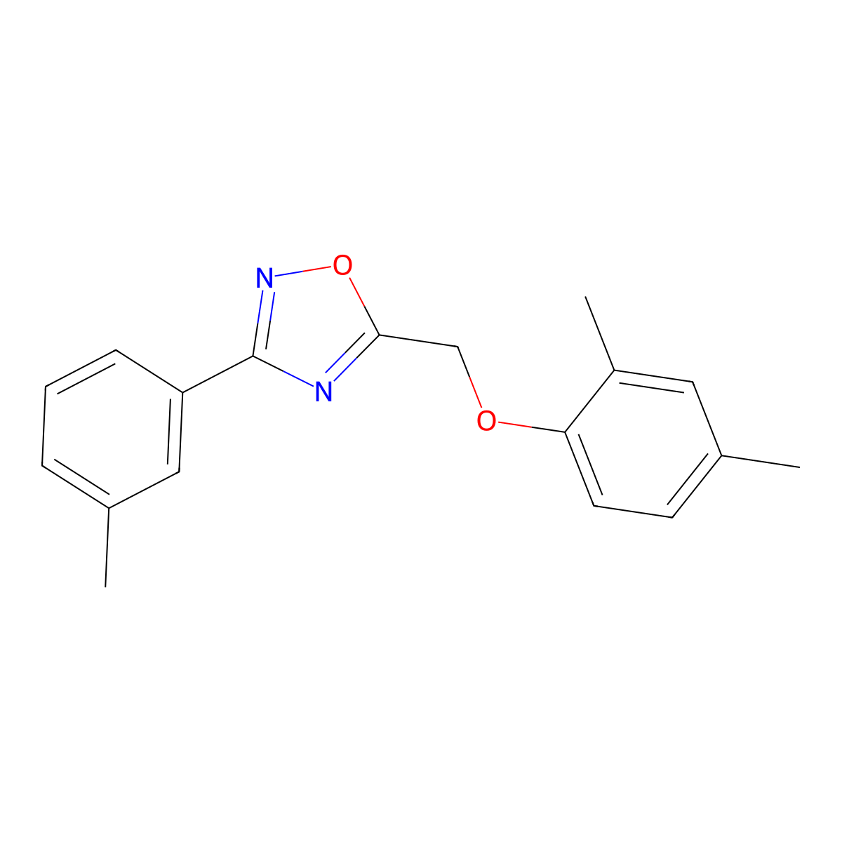 5-[(2,4-Dimethylphenoxy)methyl]-3-(3-methylphenyl)-1,2,4-oxadiazole molecular structure, CAS 443328-24-3